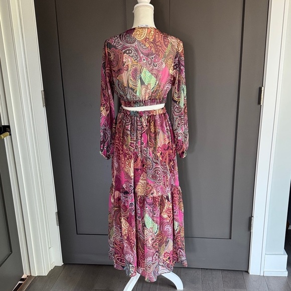 Zara Paisley Cut Out Maxi Dress Size M - Picture 8 of 11